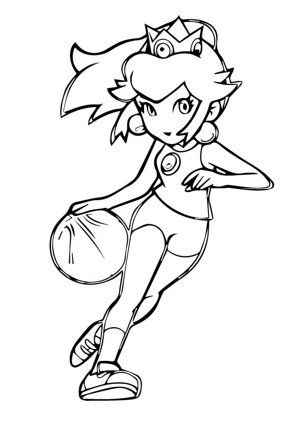 الأميرة الخوخ تلعب كرة السلة صورة تلوين