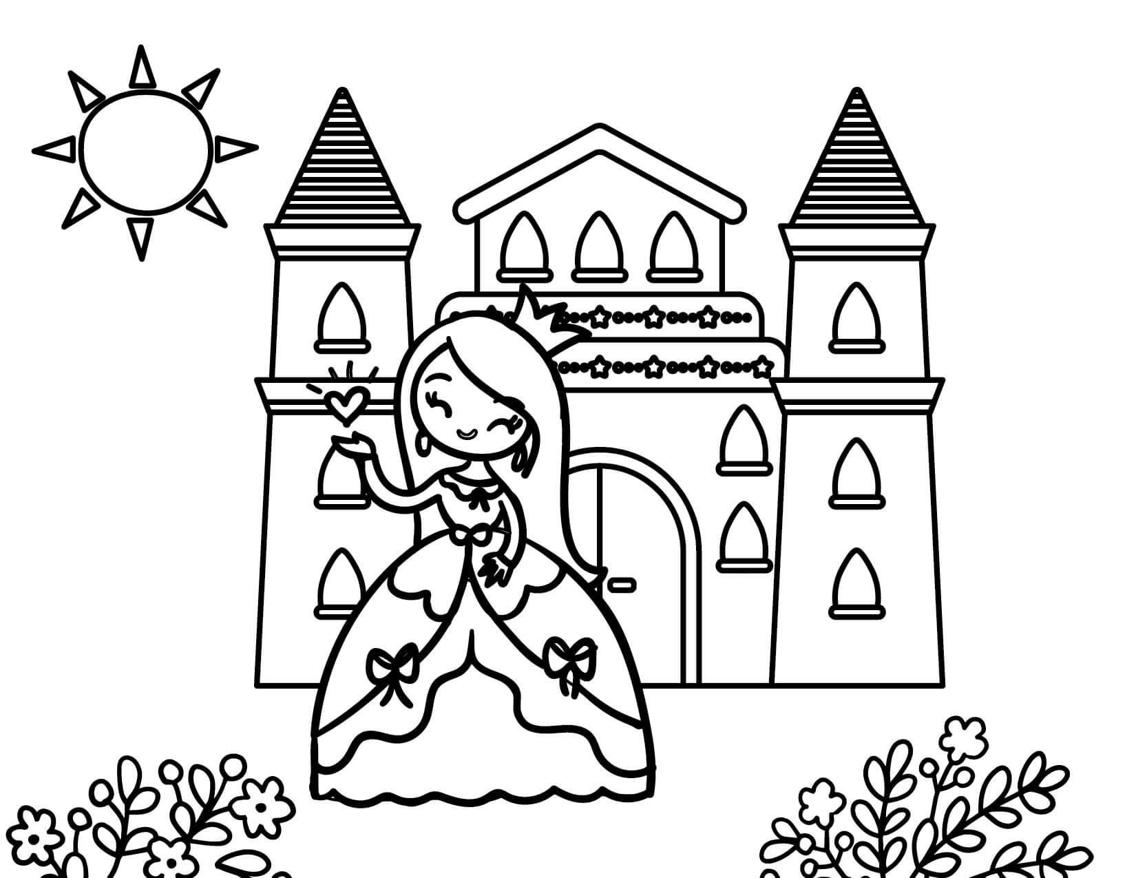 الأميرة مع القلعة صورة تلوين