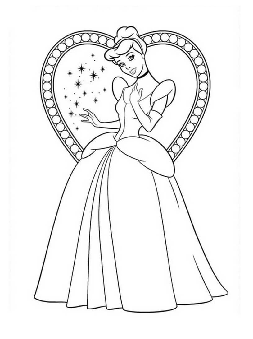 الأميرة سندريلا ذات القلب صورة تلوين