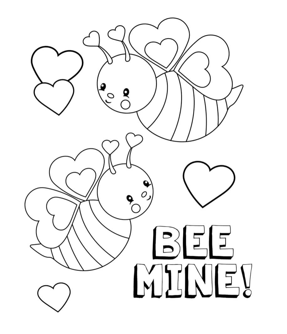 النحل السعيد في عيد الحب تلوين