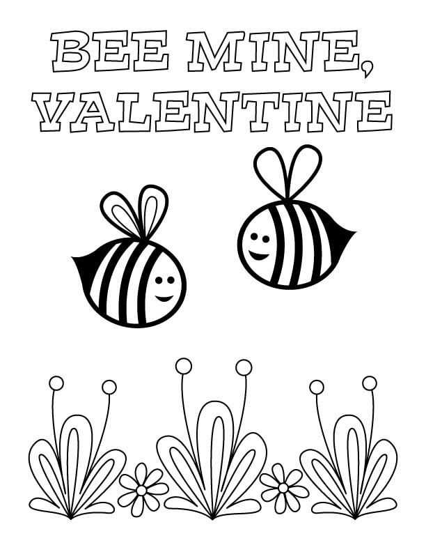 النحل لطيف في عيد الحب تلوين