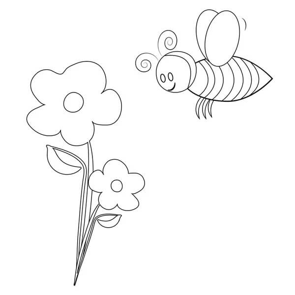 النحلة والزهرة تلوين