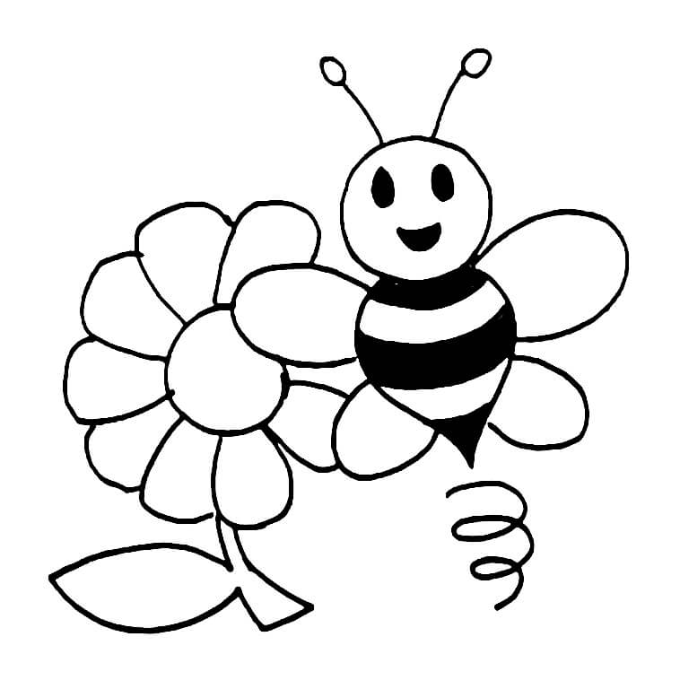 النحلة-والزهرة-الورقات تلوين