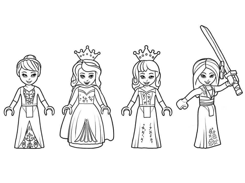 أربع أميرات ليغو صورة تلوين