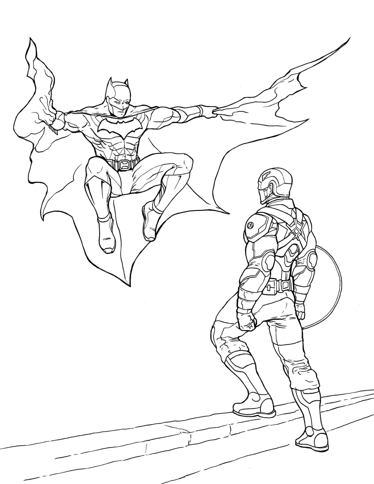 باتمان وكابتن أمريكا تلوين