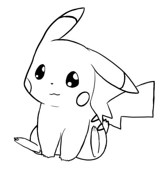 Cute Pikachu Sitting صورة تلوين