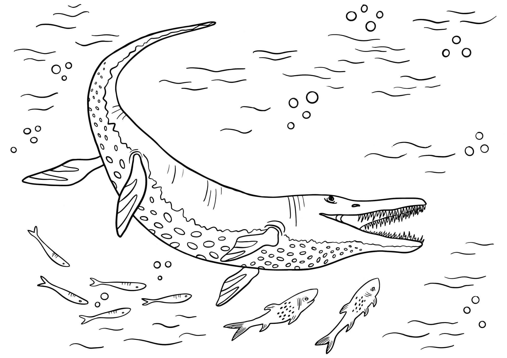 ديناصور في المحيط تلوين