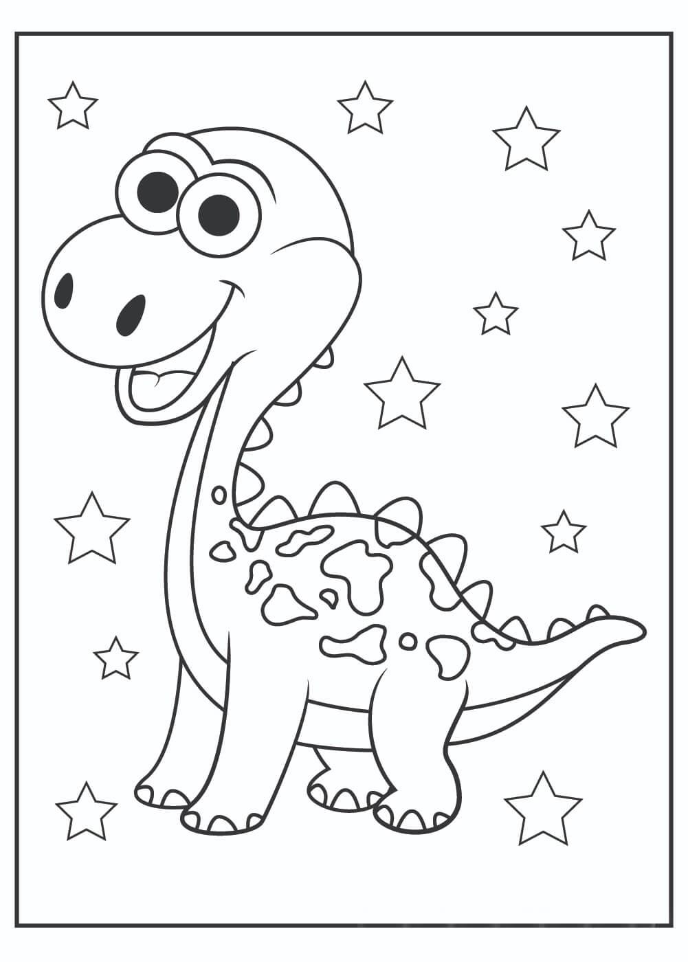 ديناصور ممتع مع النجوم تلوين