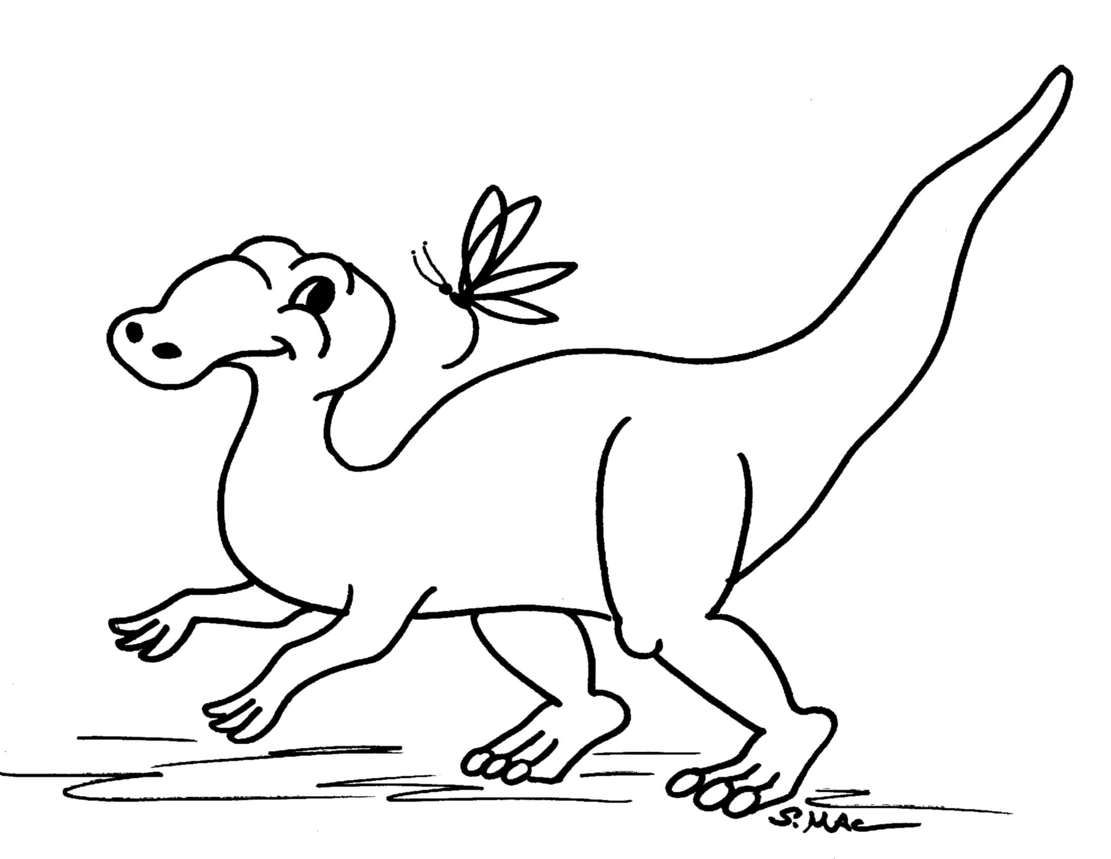 ديناصور مع اليعسوب تلوين