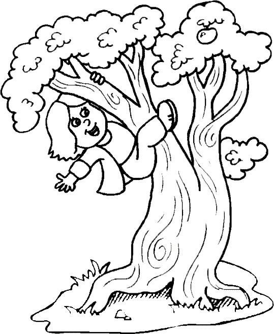 فتاة تتسلق الشجرة تلوين