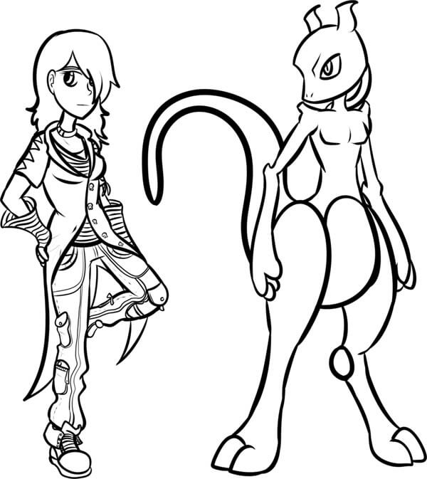 Fenn and Mewtwo صورة تلوين