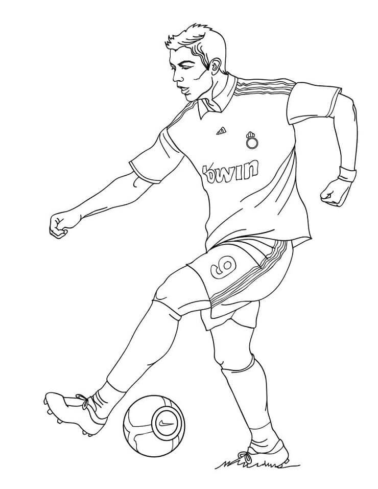 كريستيانو رونالدو يلعب كرة القدم تلوين