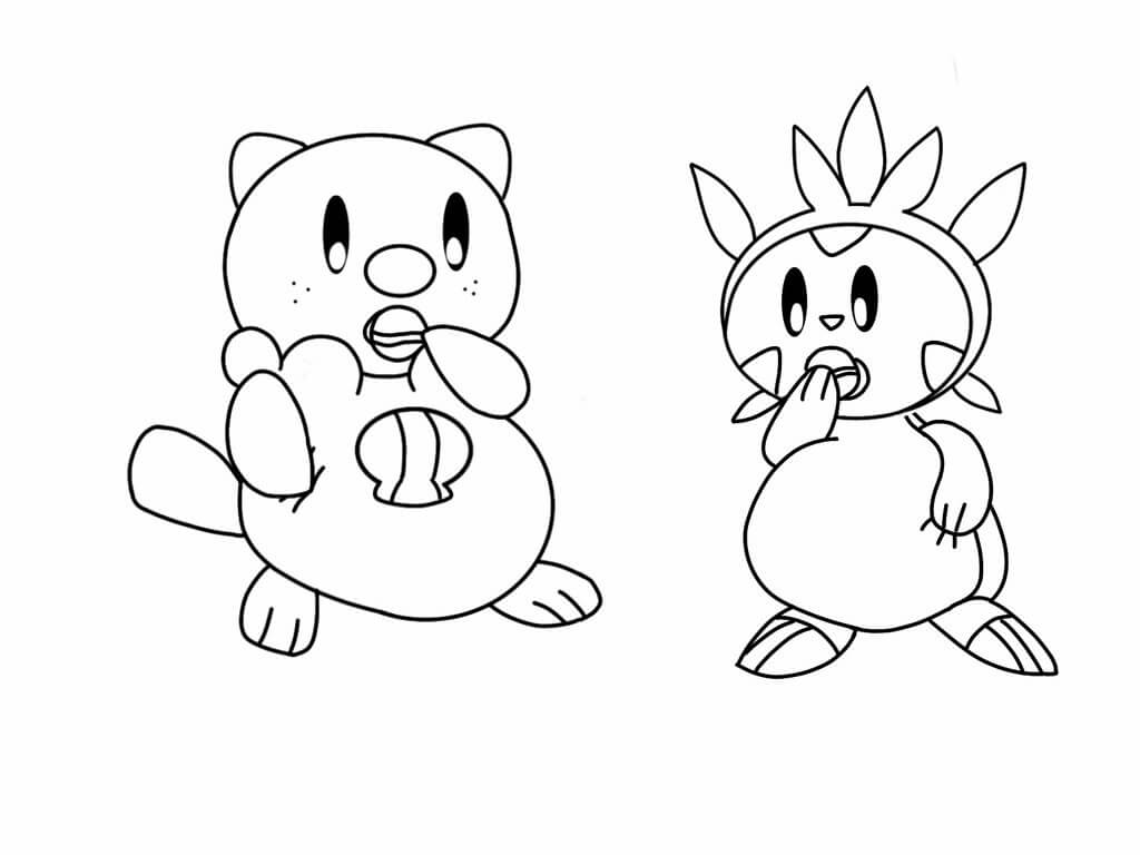 Oshawott and Chespin صورة تلوين