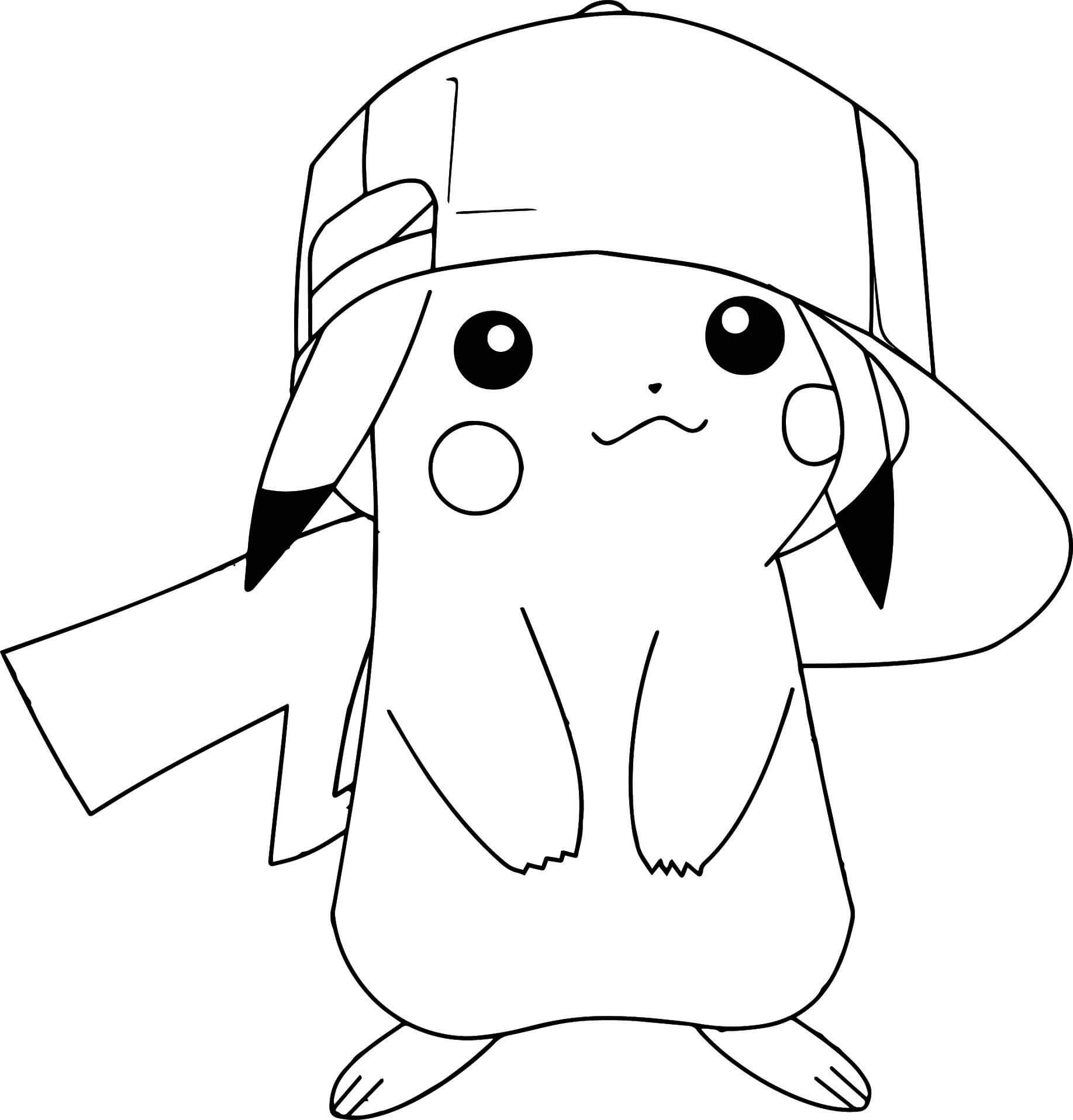 Pikachu Wearing a Hat صورة تلوين