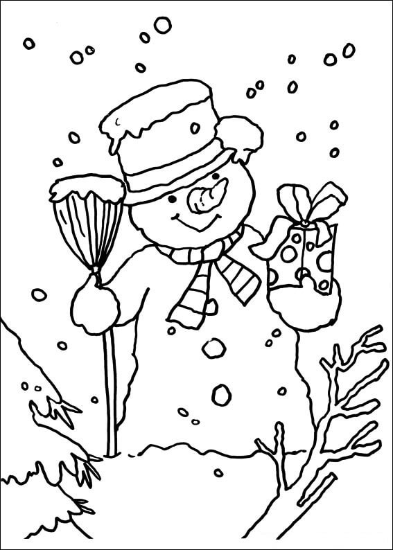 رجل الثلج في عيد الميلاد تلوين