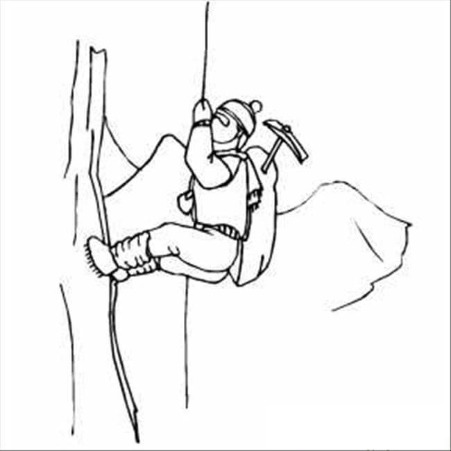 رسم رجل يتسلق الجبل تلوين