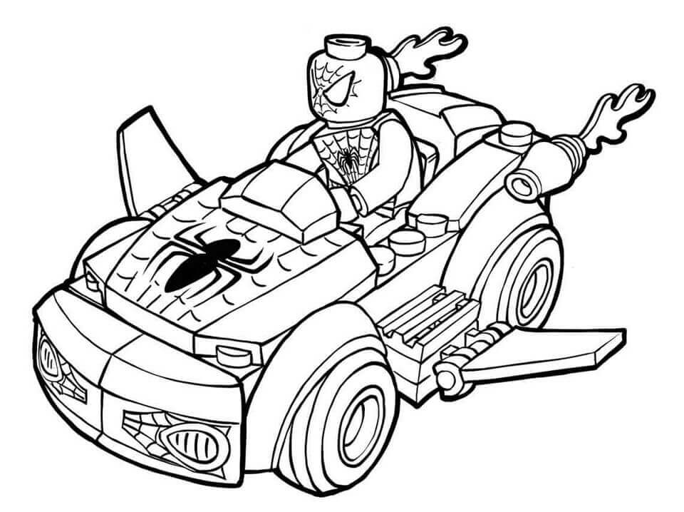 سيارة ليغو سبايدرمان لتعليم قيادة السيارات تلوين