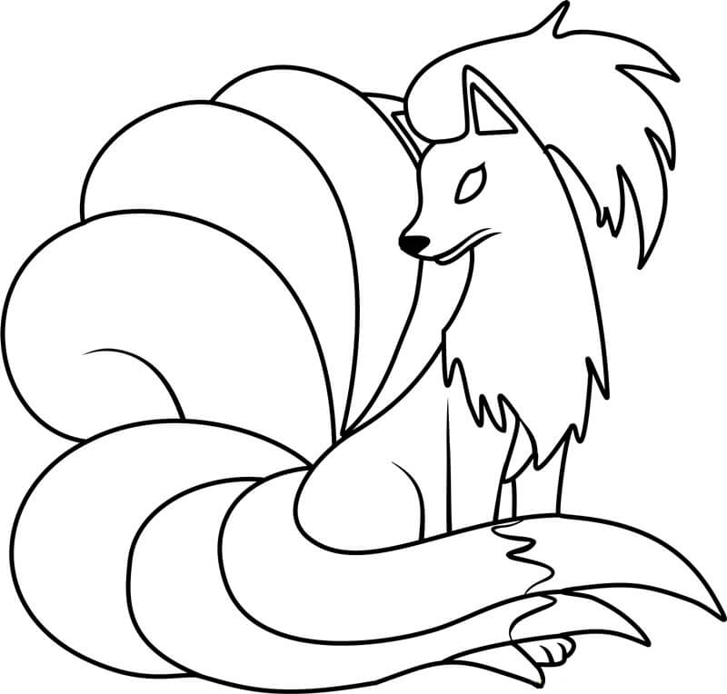 Seated Ninetales صورة تلوين