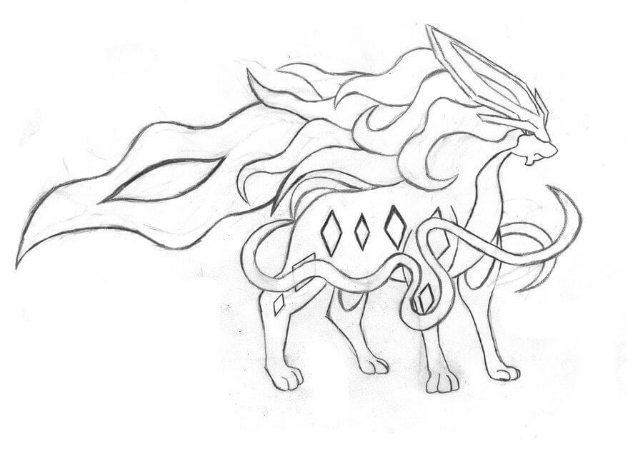 Suicune Lineart صورة تلوين