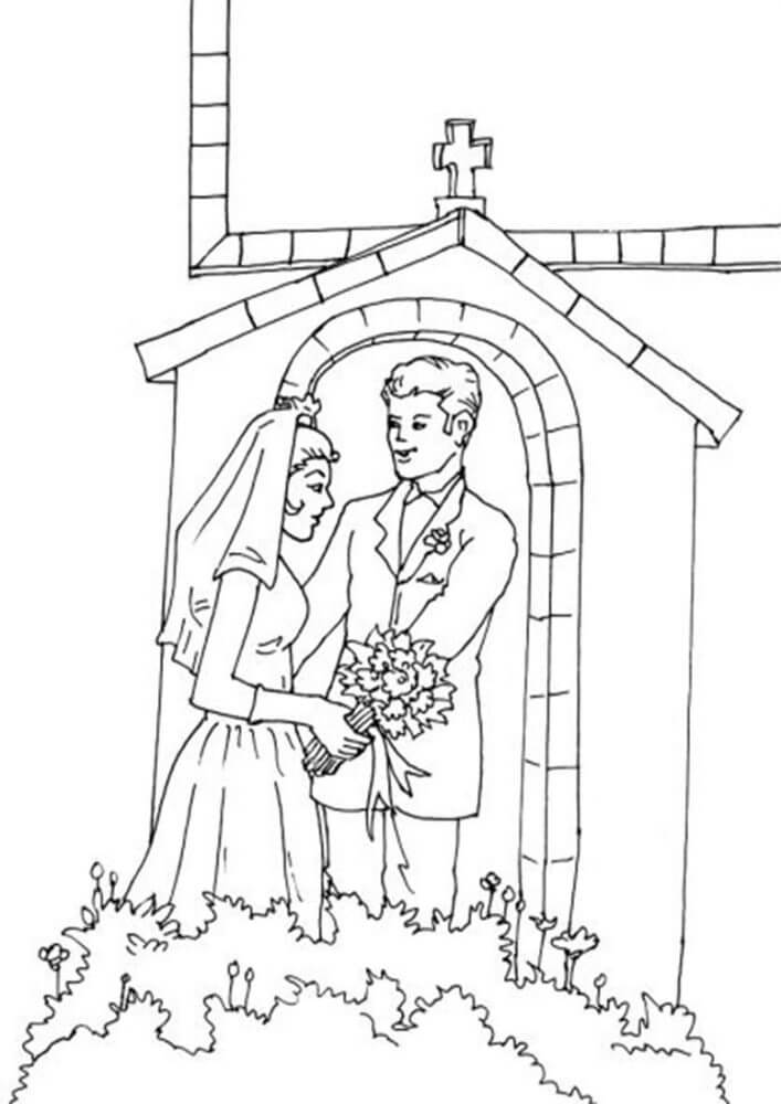 الزفاف في الكنيسة صورة تلوين