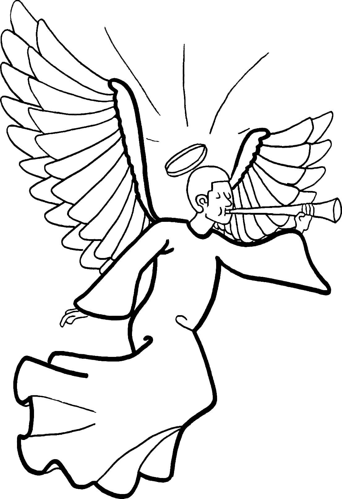 Angel Man Playing the Trumpet صورة تلوين