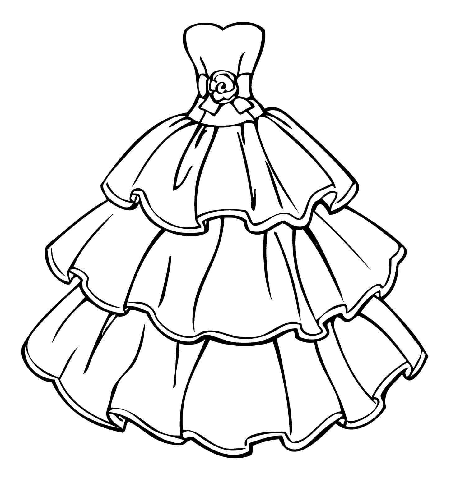 فستان الزفاف الأساسي للفتيات صورة تلوين