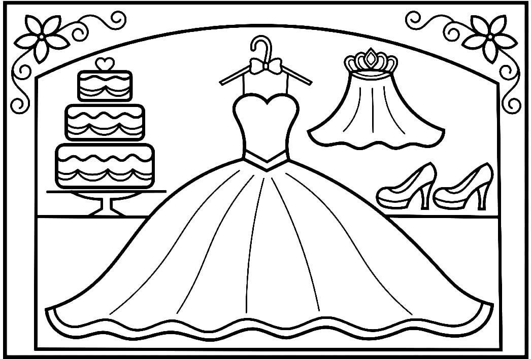 فستان زفاف بسيط صورة تلوين