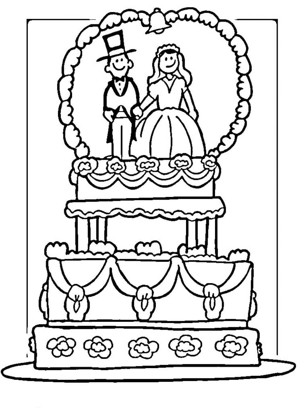 كعكة الزفاف في رسم الزفاف صورة تلوين