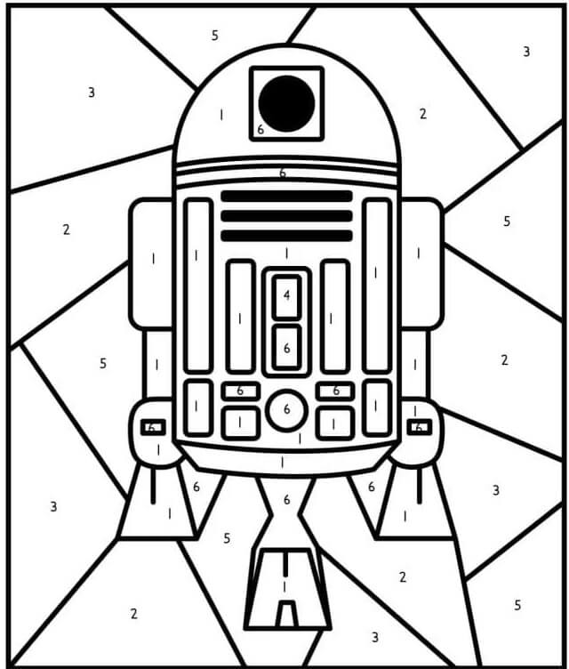 R2-D2 اللون حسب الرقم صورة تلوين