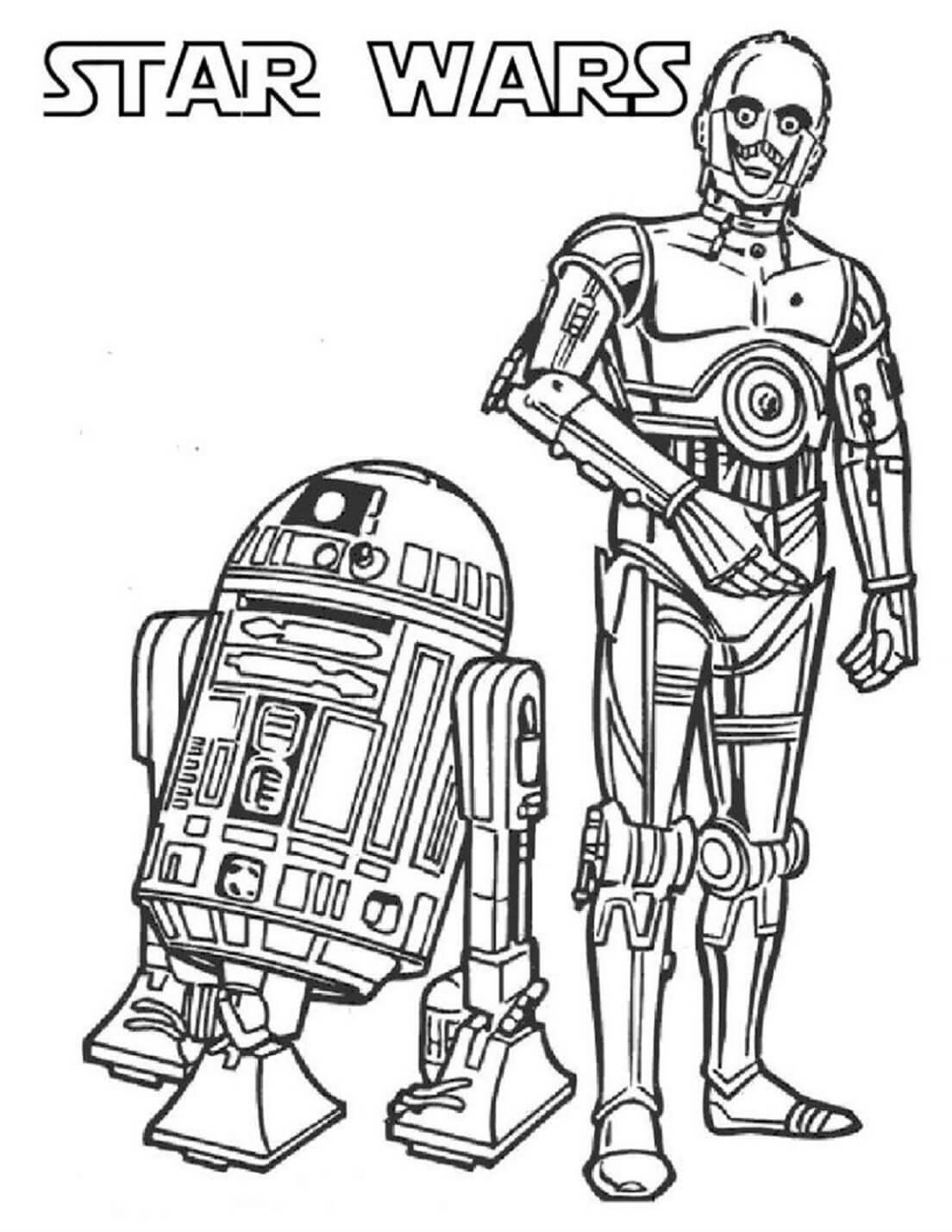 رسم R2-D2 وC-3PO صورة تلوين