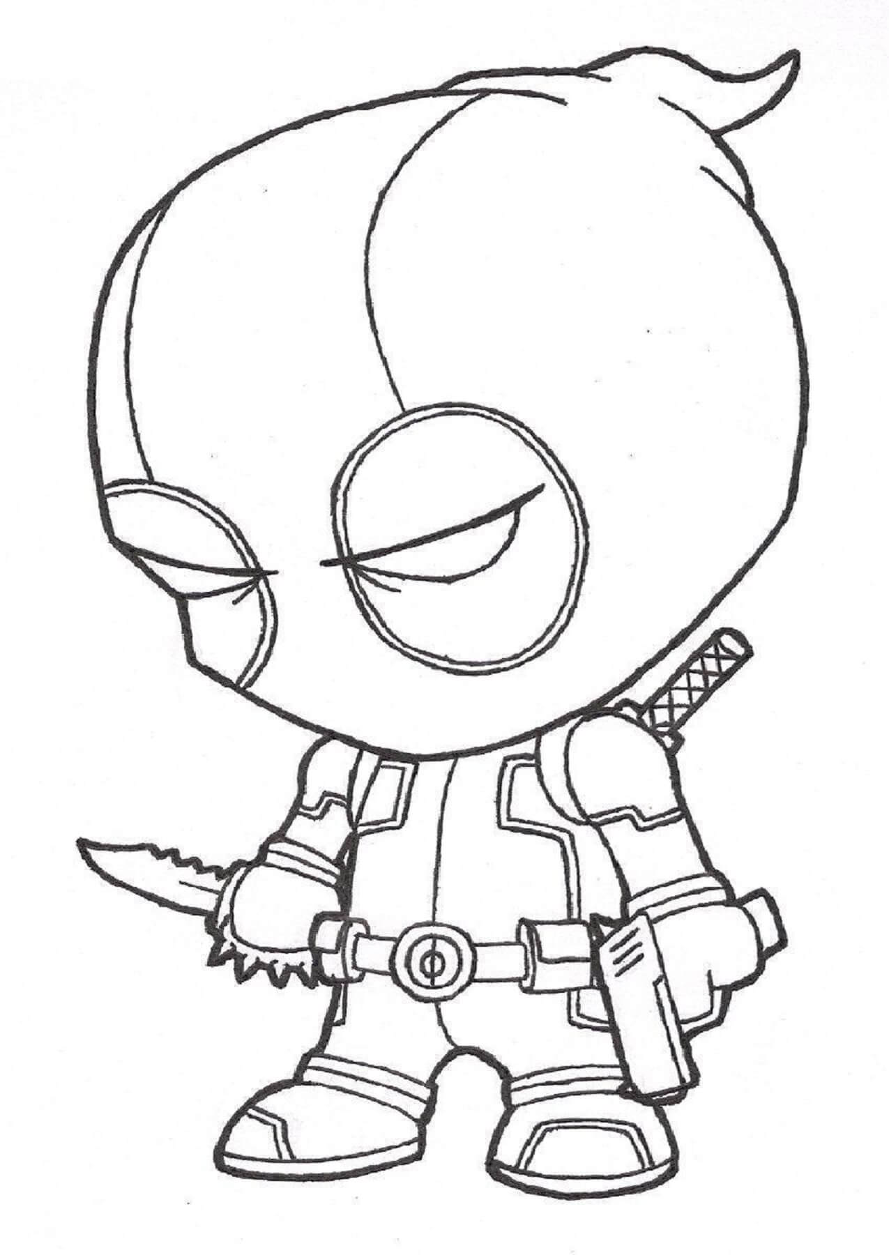 Chibi Deadpool Standing صورة تلوين