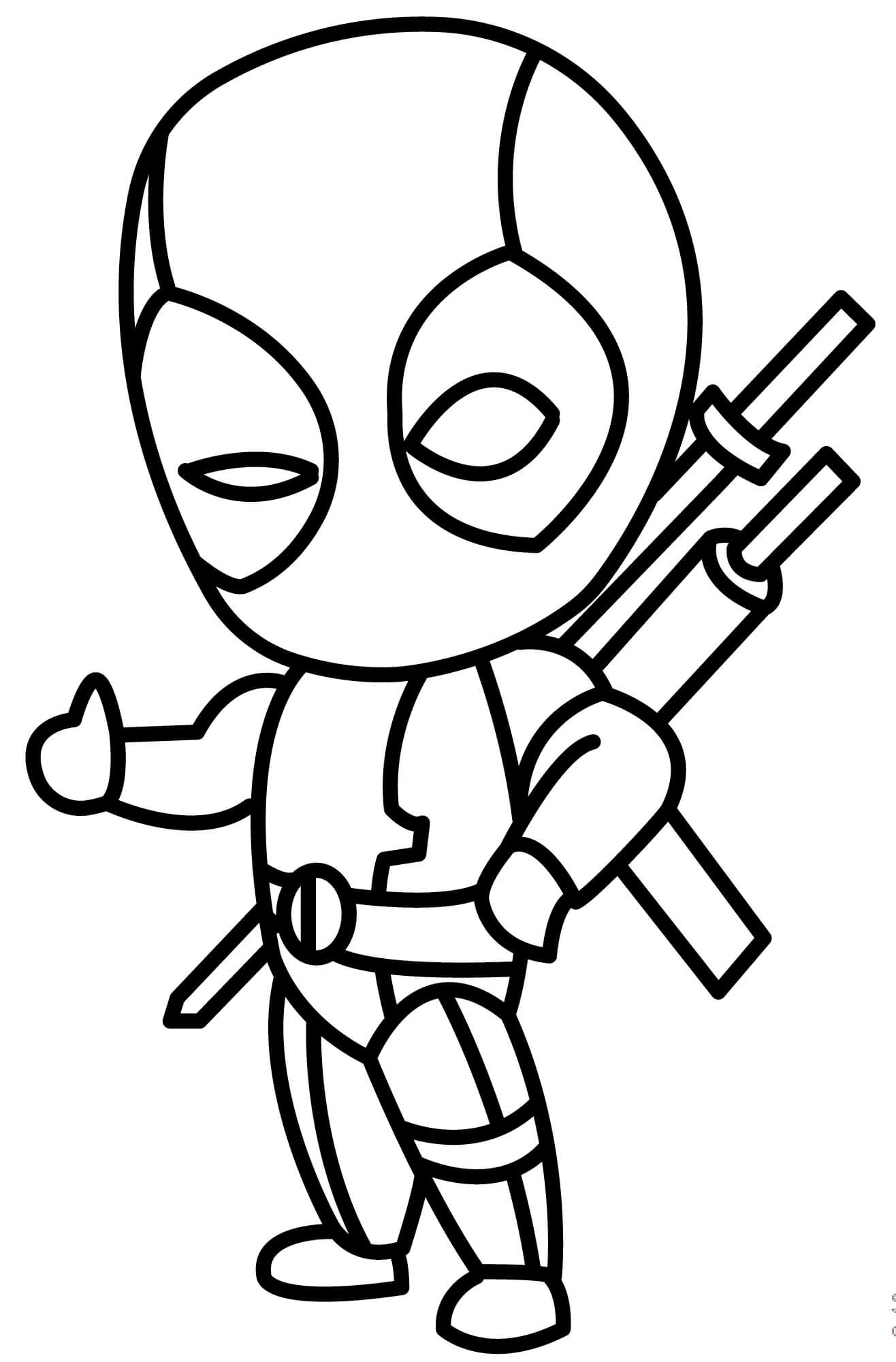 Funny Chibi Deadpool صورة تلوين