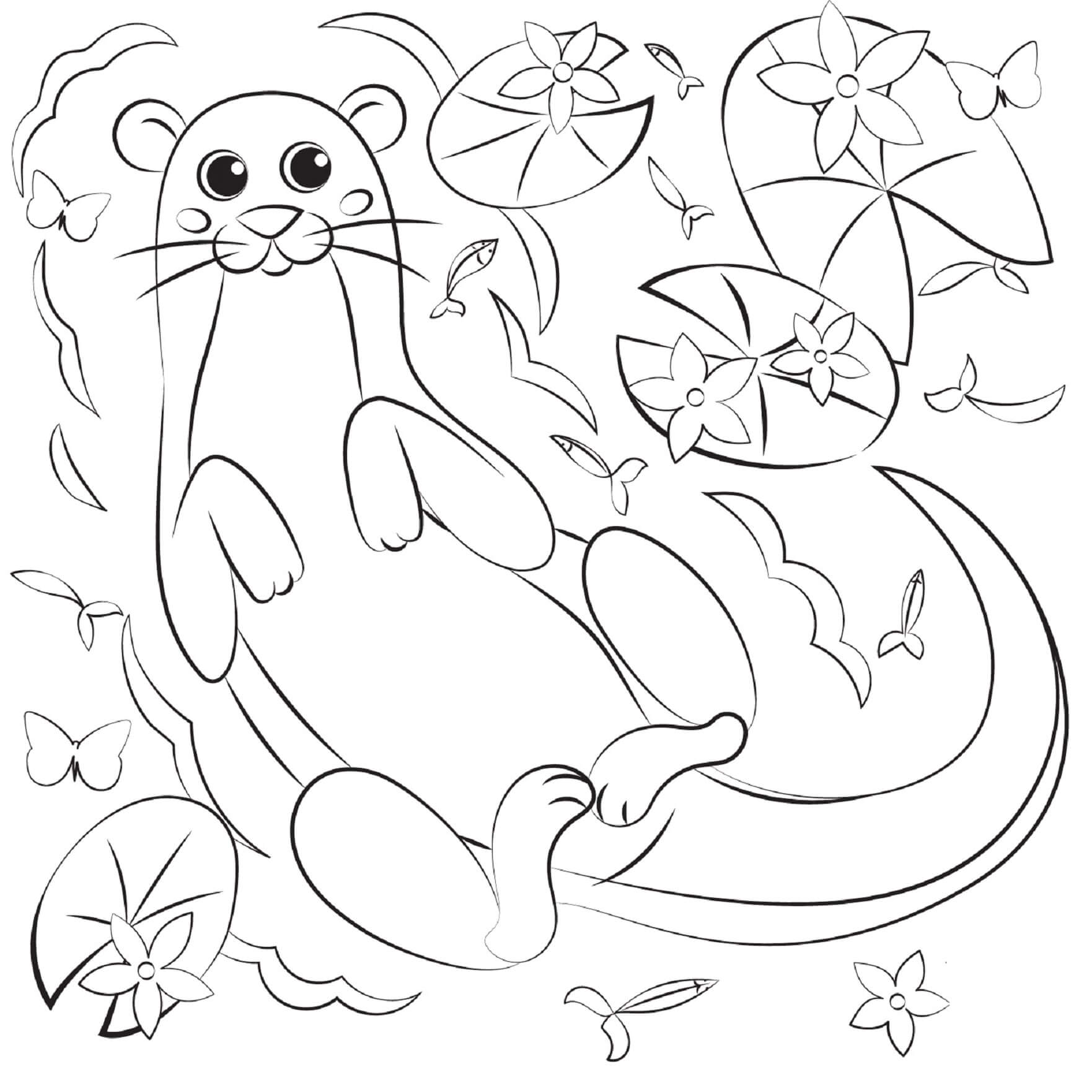 مشهد ماء ثعلب الماء تلوين