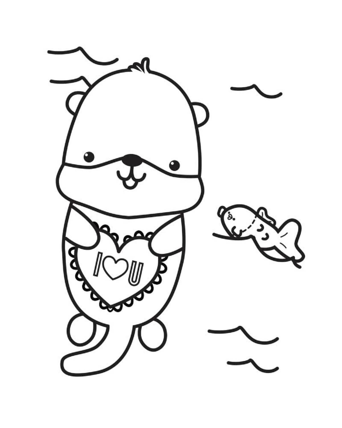 ثعلب الماء مع السمك تلوين