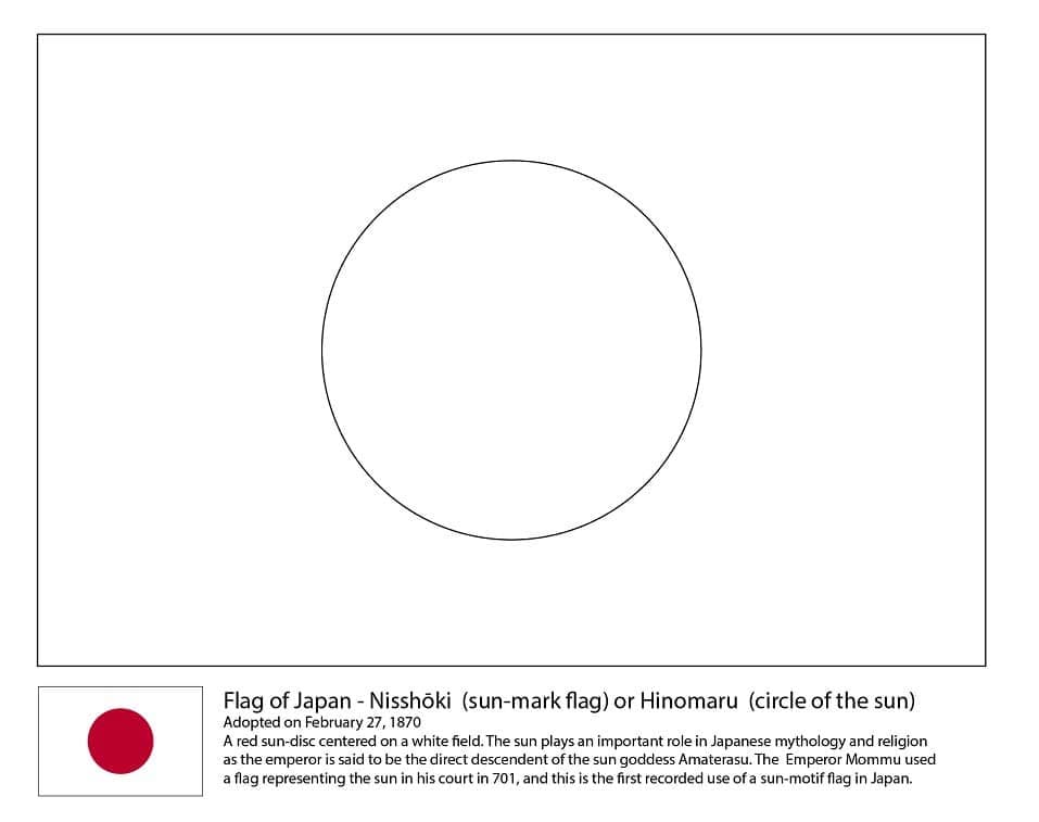 Free Japan Flag Outline صورة تلوين