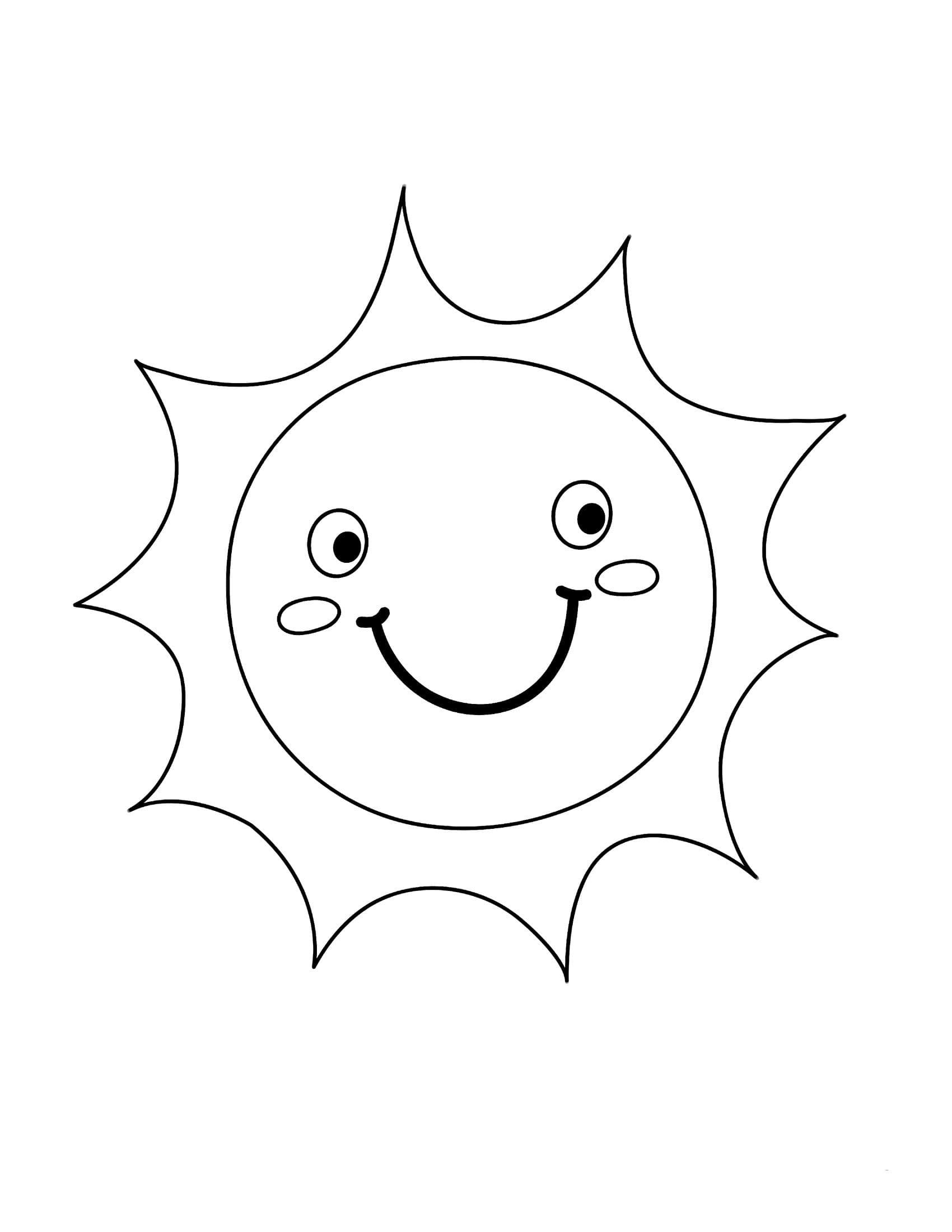 Print Sun Outline for Kids صورة تلوين