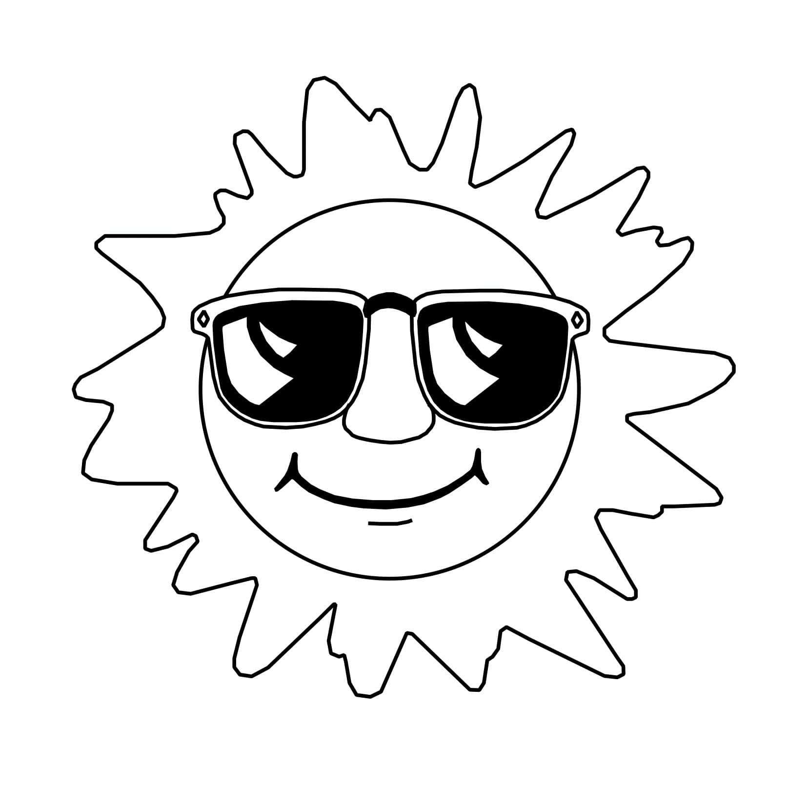 Funny Sun Wearing Glasses صورة تلوين