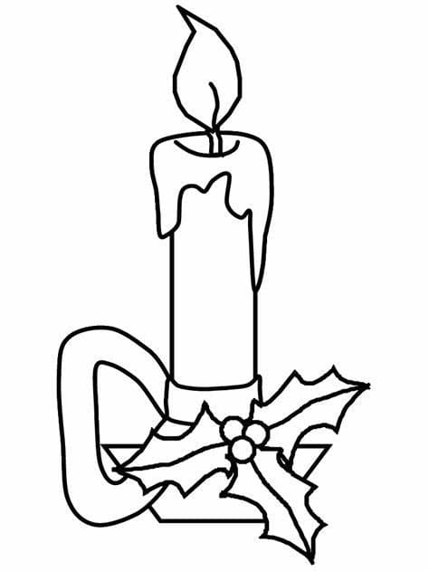 شمعة مع ورقة شجر تلوين