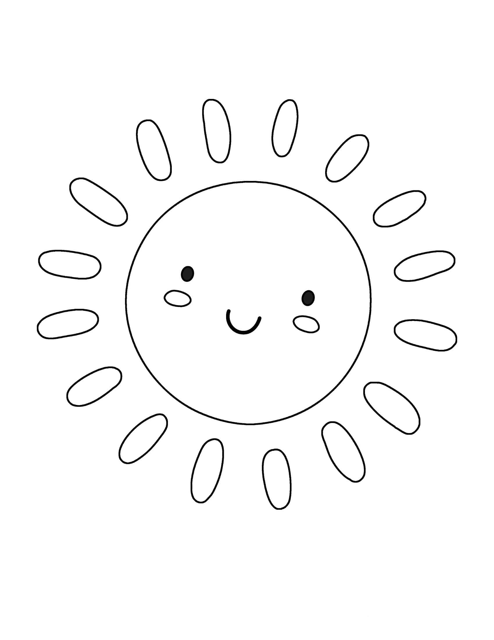 Smiling Cute Sun صورة تلوين