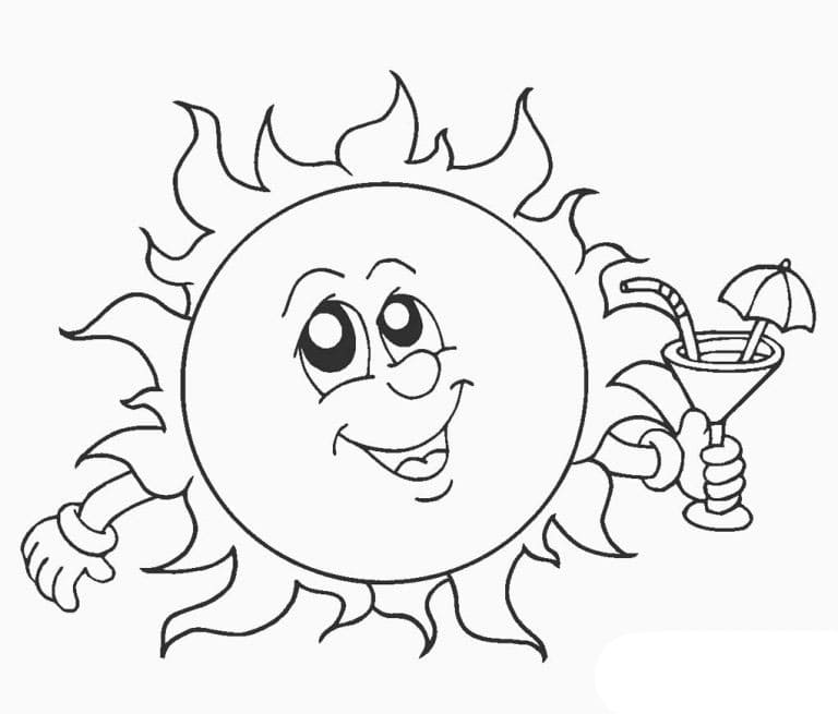 Sun Holding Drinks صورة تلوين