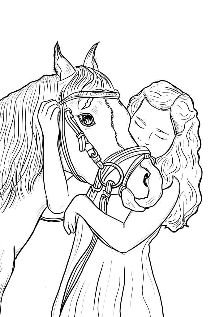 A Girl and Horse تلوين