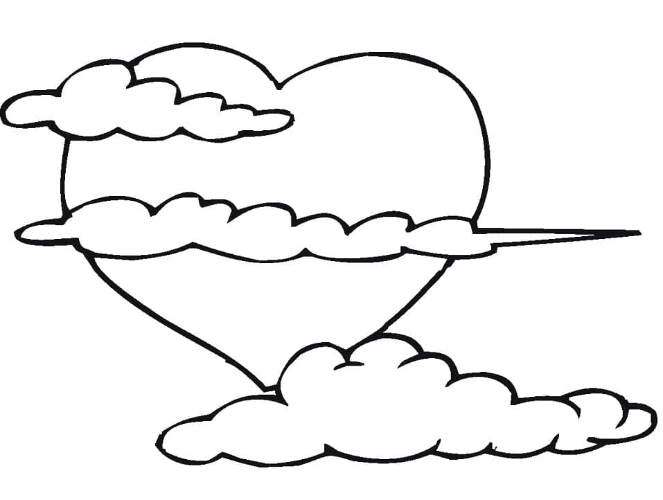 القلب مع الغيوم تلوين