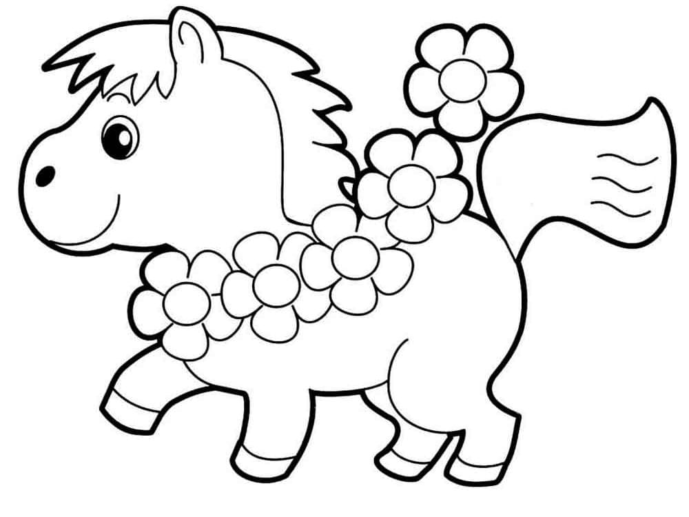 Cute Horse Free Printable تلوين