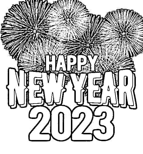سنة جديدة سعيدة 2023 مع الألعاب النارية تلوين
