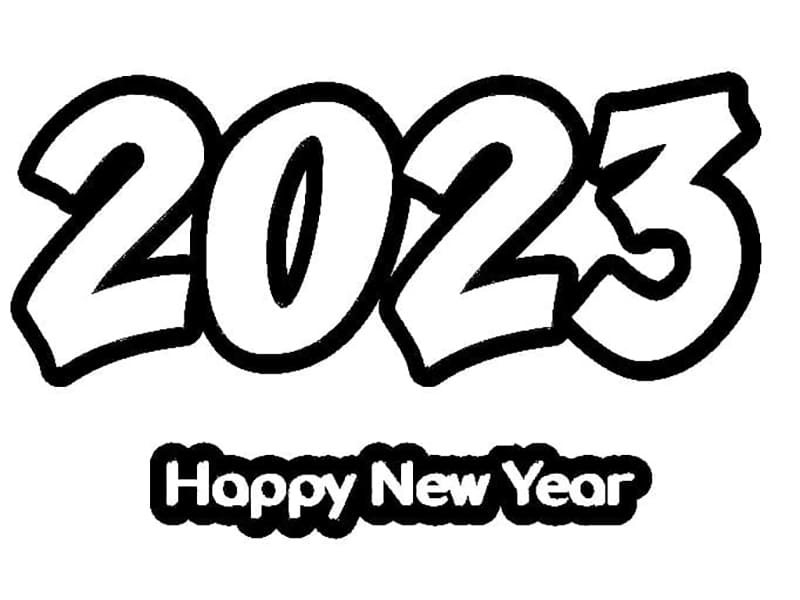 سنة جديدة سعيدة 2023 قابلة للطباعة مجانا تلوين