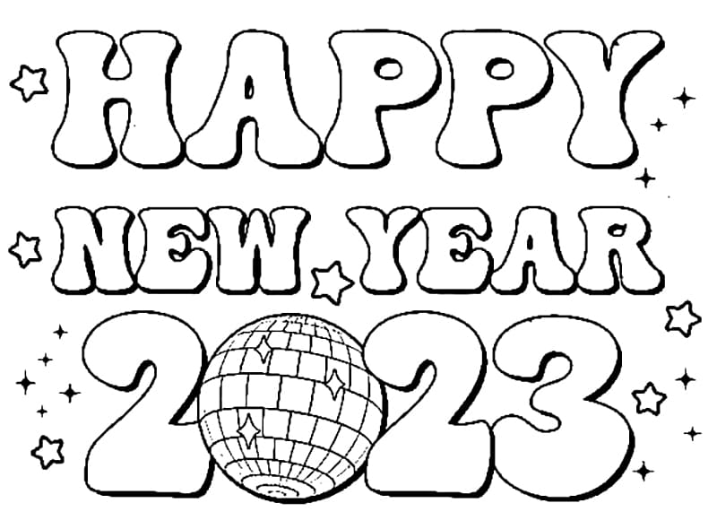سنة جديدة سعيدة قابلة للطباعة مجانا 2023 تلوين