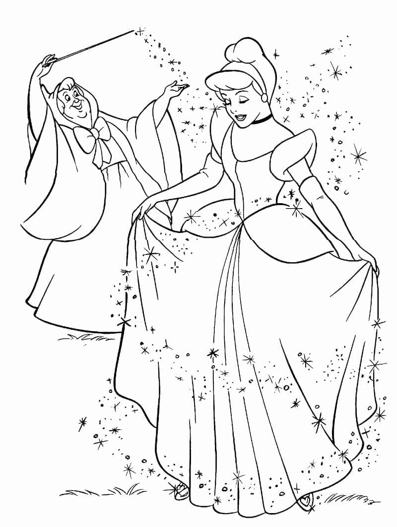 الأميرة سندريلا والعرابة الجنية تلوين