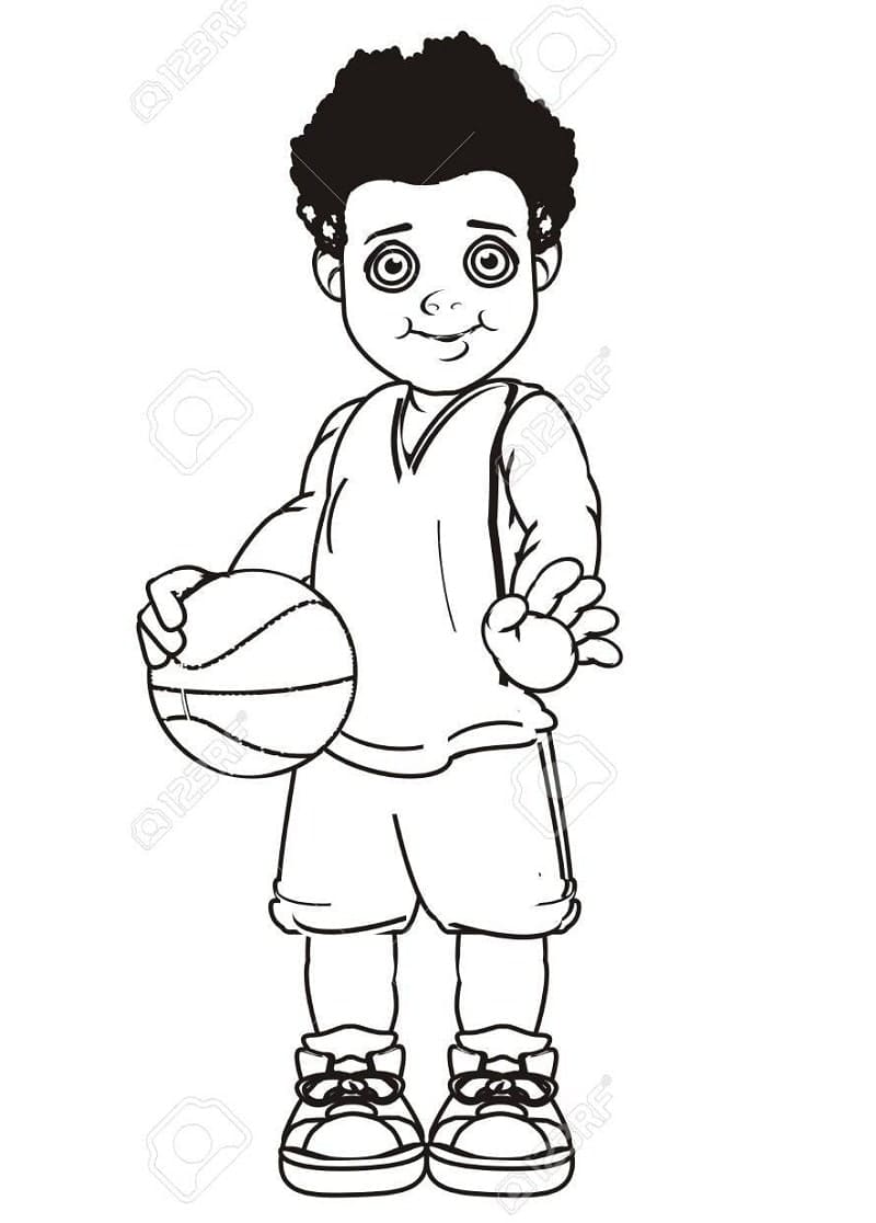 فتى كرة السلة تلوين
