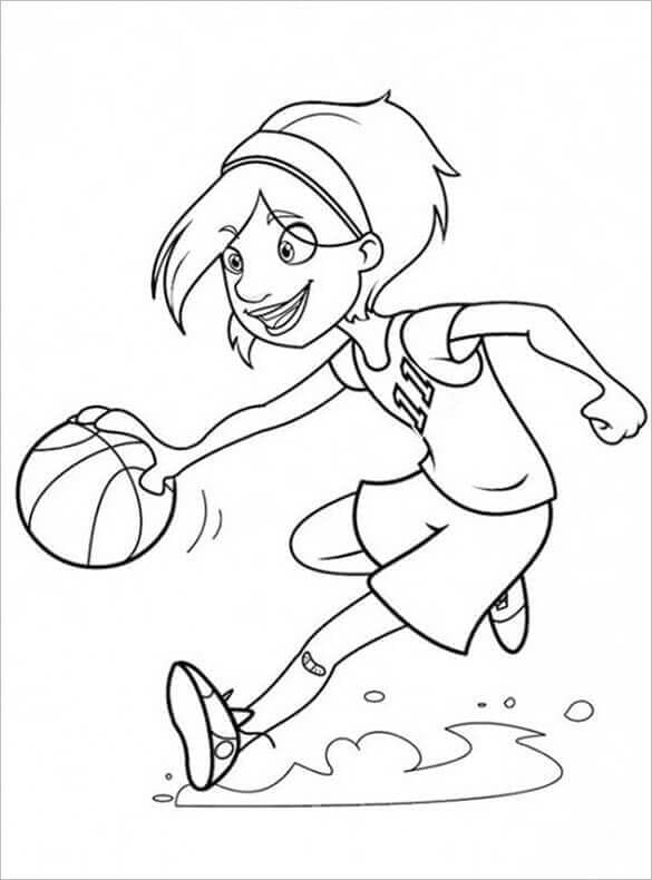 فتاة باردة تلعب كرة السلة تلوين