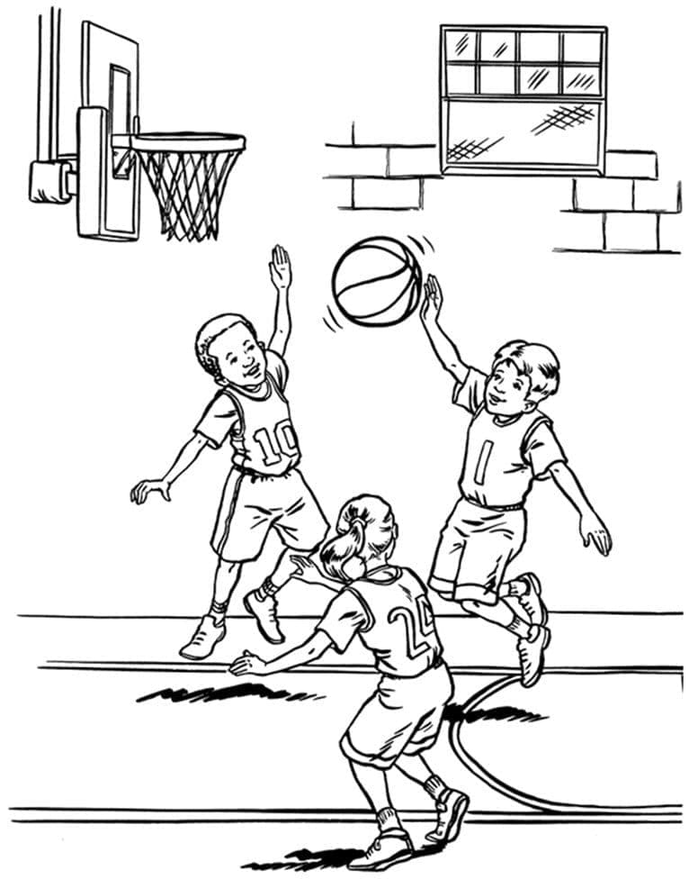 لاعبي كرة السلة الصغار تلوين
